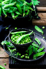 fresh, organic green peas