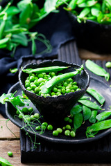 fresh, organic green peas