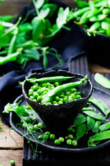 fresh, organic green peas
