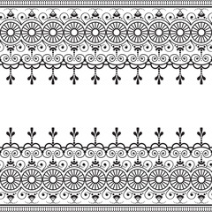 Indian, Mehndi Henna line lace element with circles pattern card for tattoo