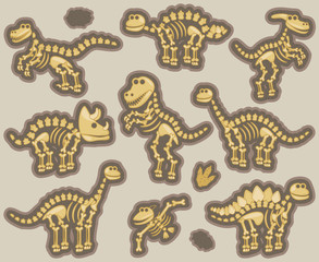 Vector Collection of Dinosaur Fossils or Bones