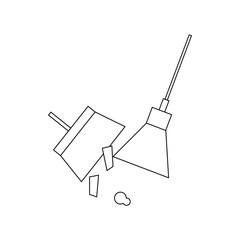 Broom and dustpan icon, outline style