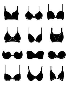 Black bra icons on a white background on a white background, vector