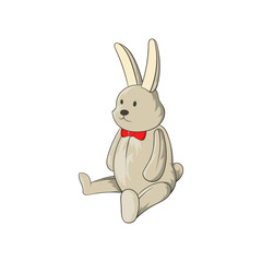 Toy bunny icon, cartoon style