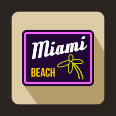 Miami beach icon in flat style