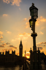 Big Ben, Houses of Parliament in silhoutte