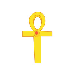 Egyptian Ankh icon in cartoon style