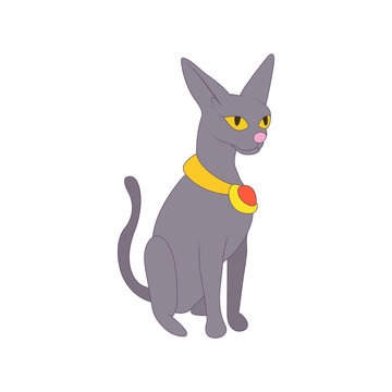 Egyptian cat icon in cartoon style