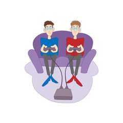 Gamers icon, cartoon style