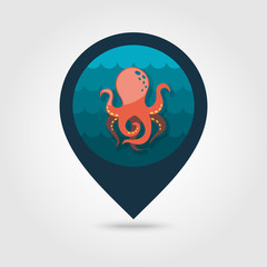 Octopus pin map icon. Summer. Vacation