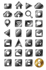 set of gold icons, saver, background, illustration for gaming applications, web design, graphic design.