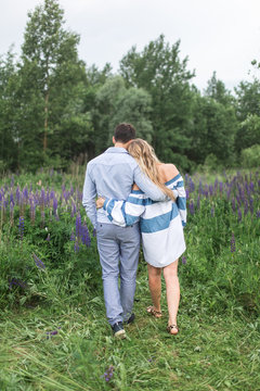 loving couple embracing each other in nature