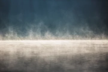 Printed kitchen splashbacks Lake / Pond Morning fog on the lake