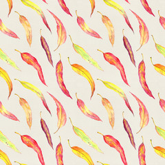 Autumn leaves. Seamless pattern. Watercolor