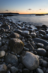 Fototapeta na wymiar Rocky Coastline of Maine at Sunrise