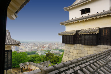 Fototapeta na wymiar Landscape of Matsuyama city from Matsuyama castle