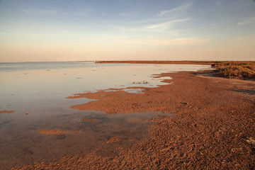 Sunset in the Camargue national park. Rhone Delta, Provence, France