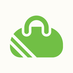 Fototapeta premium sport bag icon green white simple