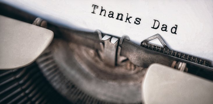 Composite image of word thanks dad