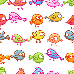 Little birds seamless pattern