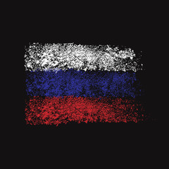 Flag of Russia. Brush strokes. Fine particles. Isolated, black background.