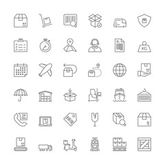 Line icons. Shipping and logistics