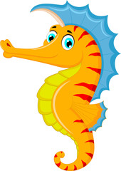 Cute seahorse cartoon posing