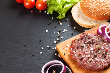 The ingredients for the burger