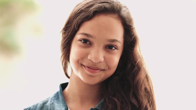 Portrait of girl smiling  close-up