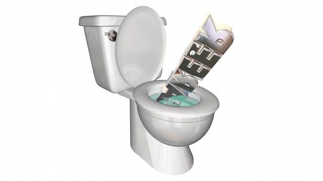 Career Job Working Future Flushed Down Toilet 3d Animation
