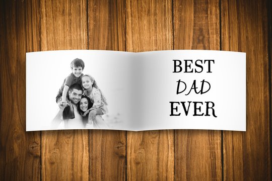 Composite image of fathers day gift and family picture