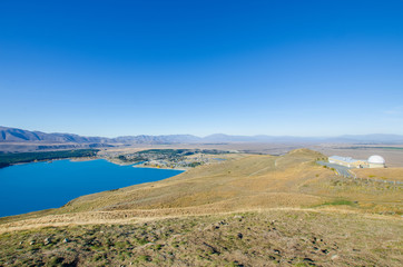 Beautiful Lake Tekapo view from the summit of Mount John