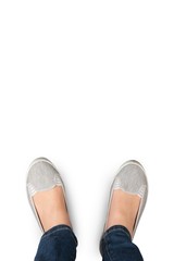 Casually dressed womans feet