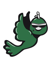 Bird flying funny angry sunglasses