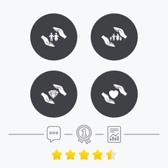 Hands insurance icons. Family life-assurance.