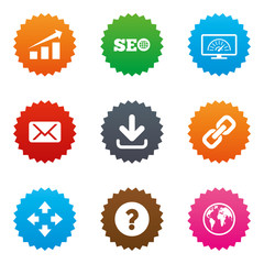 Internet, seo icons. Bandwidth speed sign.