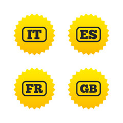 Language icons. IT, ES, FR and GB translation.