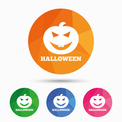 Halloween pumpkin sign icon. Halloween party.