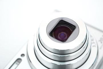 Camera, focused on lens, colour and focus manipulated