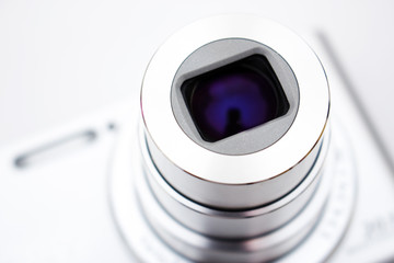 Camera, focused on lens, colour and focus manipulated