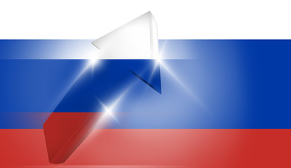 russia russian flag silver metalic arrows 3d render