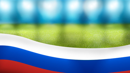 russia russian stadium floodlights banner 3d render © wetzkaz