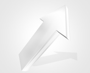 silver metallic colored arrow to top 3d render background