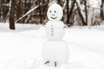 Snowman with tree branches