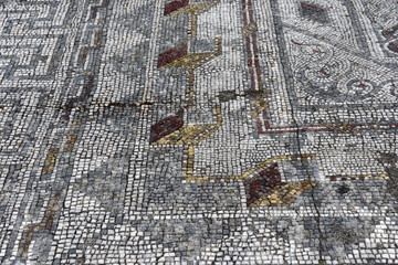 Geometric mosaic, Roman ruins of the ancient city of Conimbriga, Portugal