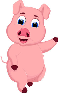 Cute pig cartoon running