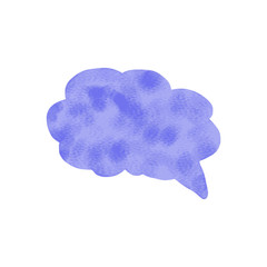 Watercolor speech bubble. Hand drawn vector illustration isolated on white. Blue watercolor background. Freehand frame. Light texture