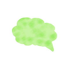 Watercolor speech bubble. Hand drawn vector illustration isolated on white. Green watercolor background. Freehand frame. Light texture