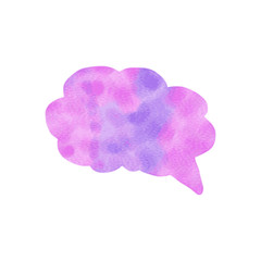 Watercolor speech bubble. Hand drawn vector illustration isolated on white. Lilac and blue watercolor background. Freehand frame