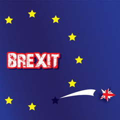 Obraz na płótnie Canvas Star of the United Kingdom Flag striped jump from flag of European Union , text BREXIT , meaning rupture of United kingdom and European union, vector illustration